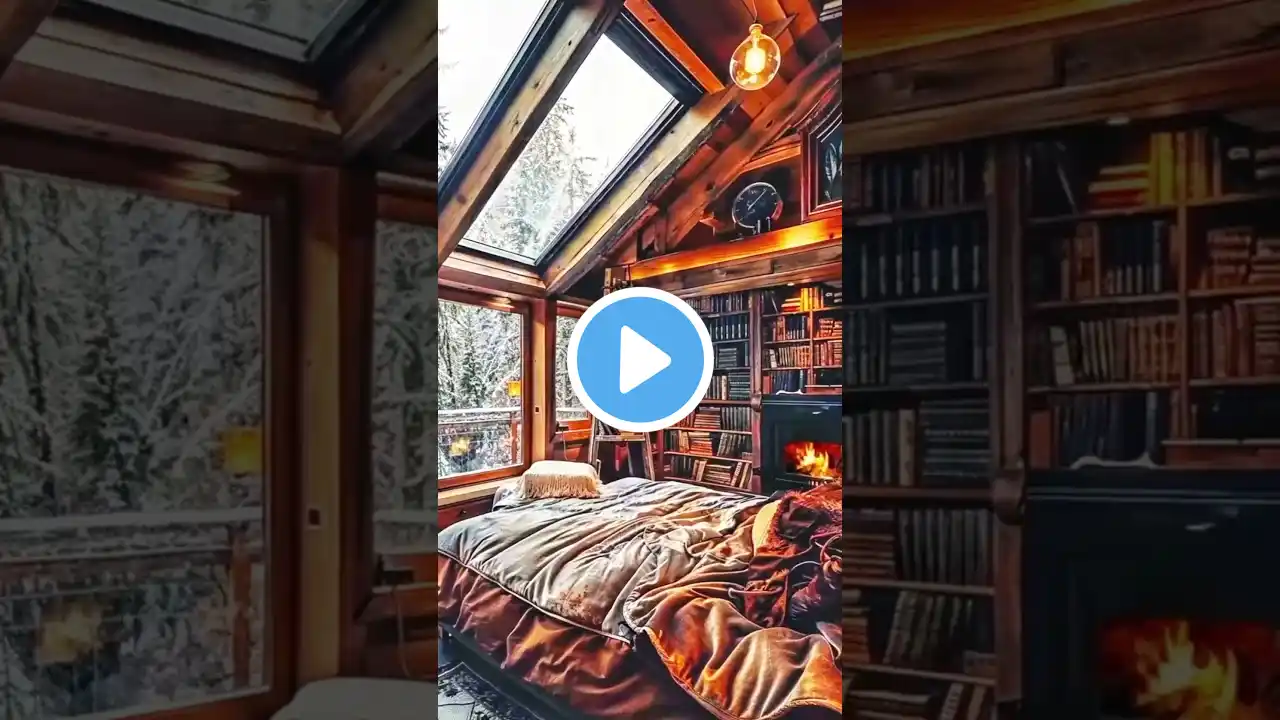 Cozy Fireside Ambience ❄️ Snowfall & Rain for Relaxation