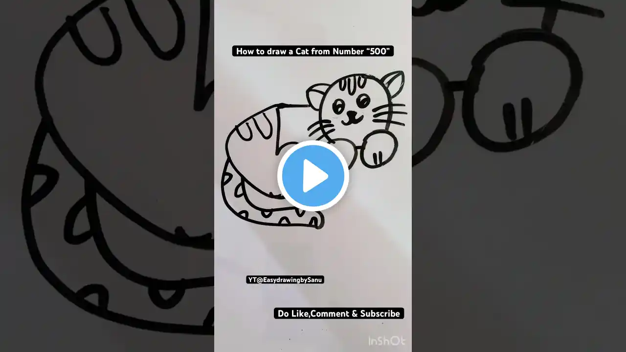 How to draw a Cat from Number “500” 🐱#shorts