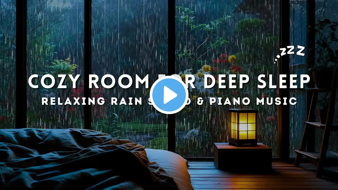 Rain Sounds & Serene Piano in a Cozy Room 🎵 Relaxing Sleep Music to Relieve Stress & Worries