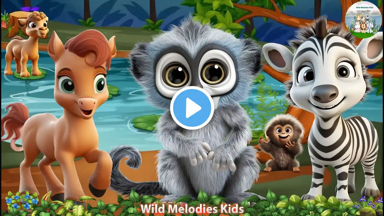 Cute Animal Sounds: Horse, Zebra, Lemur, Raccoon, Monkey, Panda, Chicken, Cow - Animal Sounds