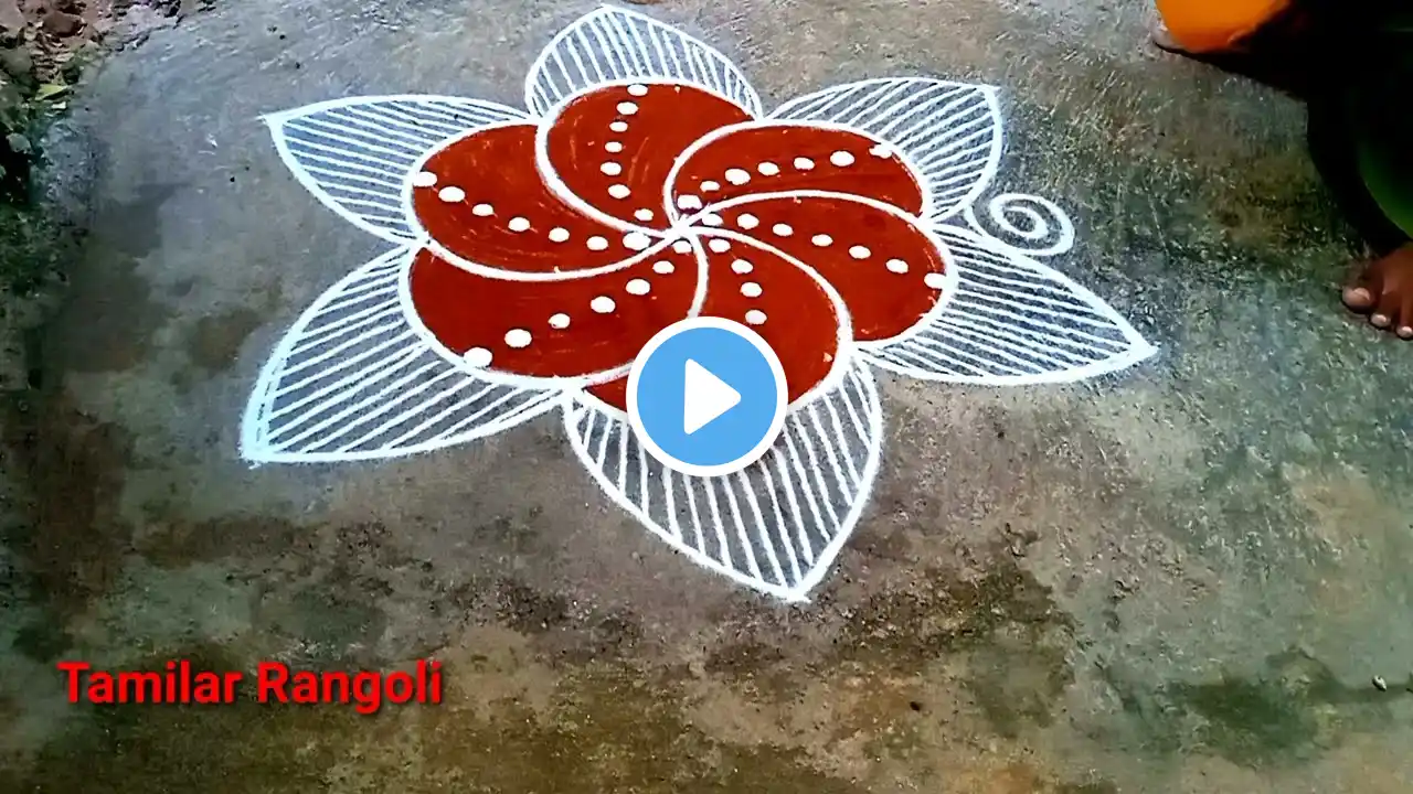 Aadi18 new flower padi kolam|Aadiperukku Aadivelli traditional special5*3 dots kolam|Tamilar Rangoli