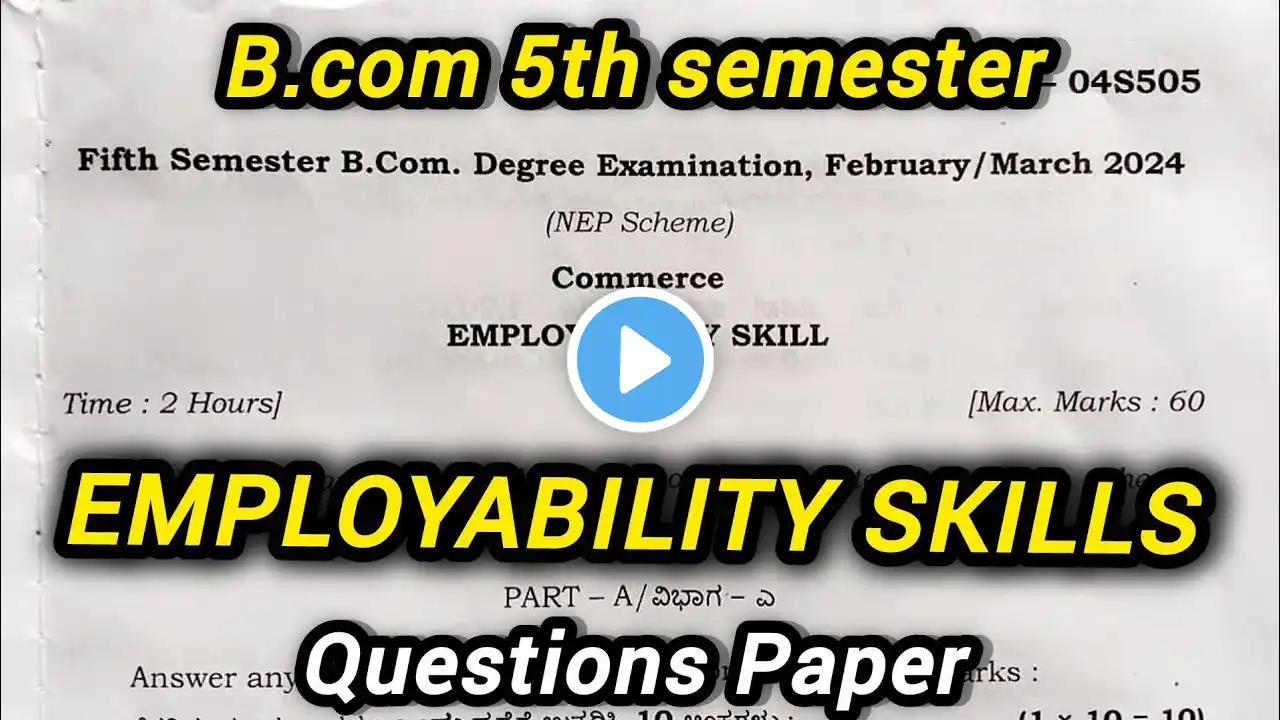 Employability Skills BCom 5th Semester Questions Paper 2024#employabilityskills