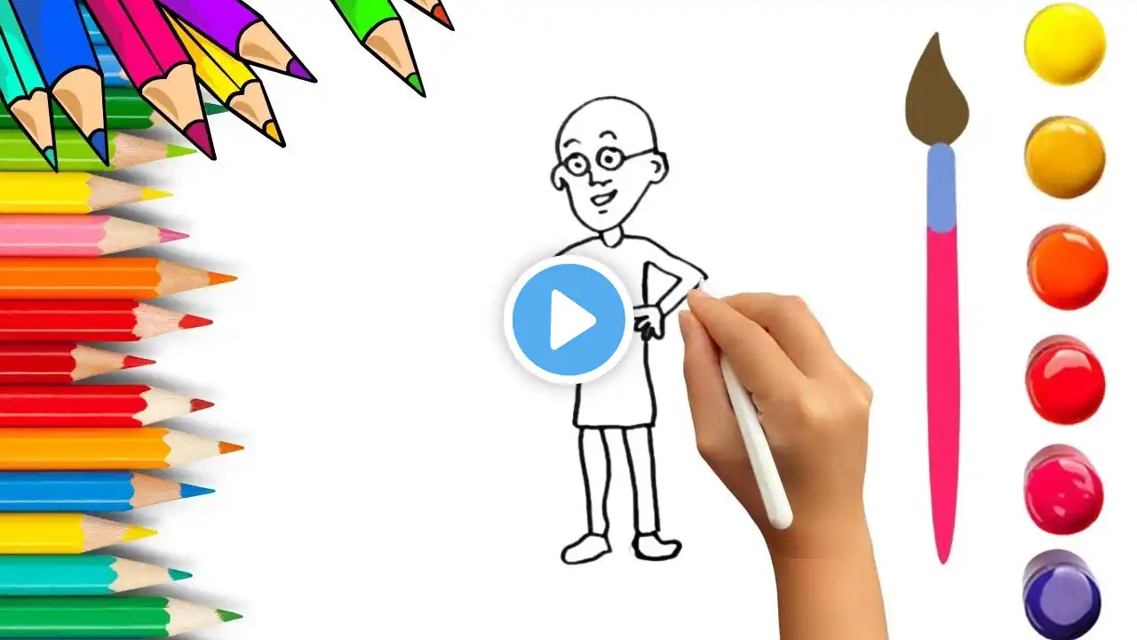 How To Draw cute Patlu Cartoon Drawing, Painting & Coloring For Kids and Toddlers_ Child Art 🐋