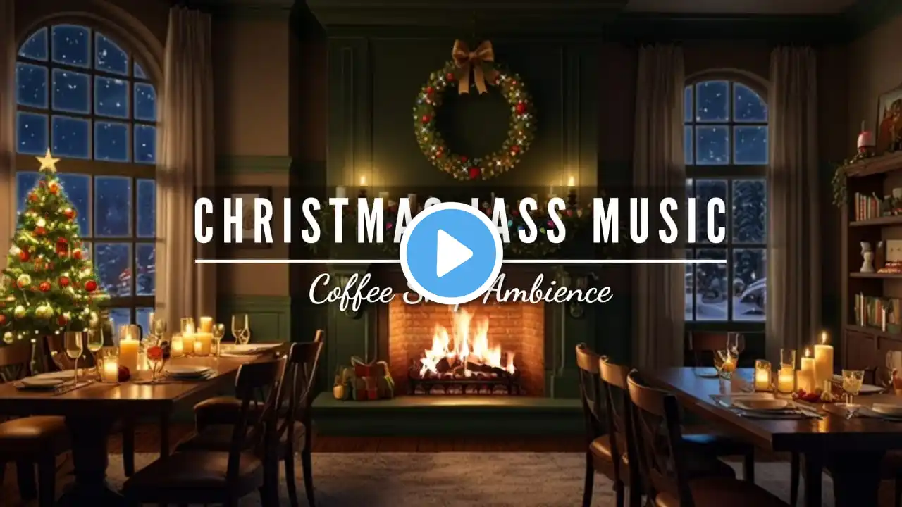 Cozy Christmas Coffee Shop Ambience ☕🎄 Smooth Jazz & Crackling Fireplace Sounds to Relax & Sleeping