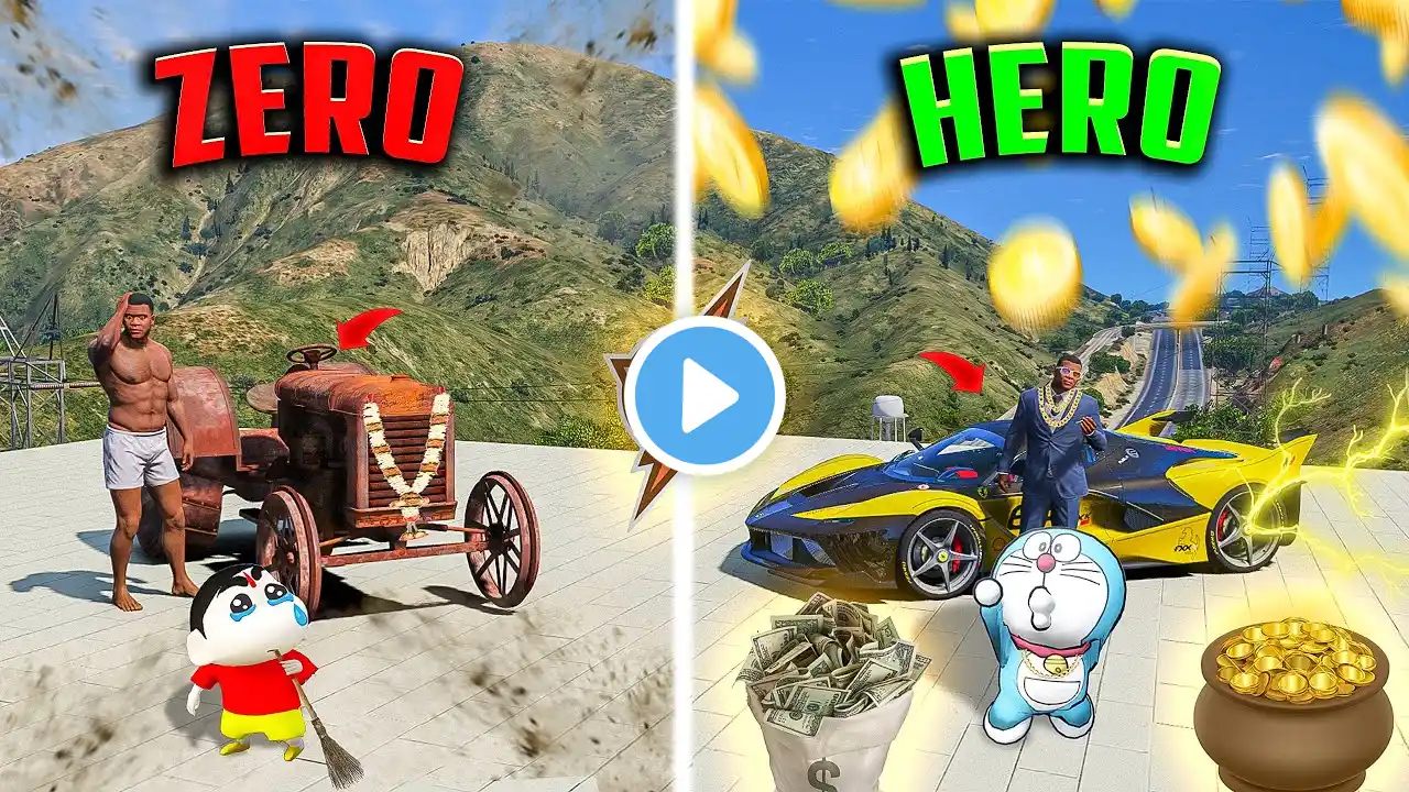 Shinchan😂 & Doraemon Transforming😱 Zero To God Cars💸 Through Amazing Portal🚀 In GTA 5 ! #gta5