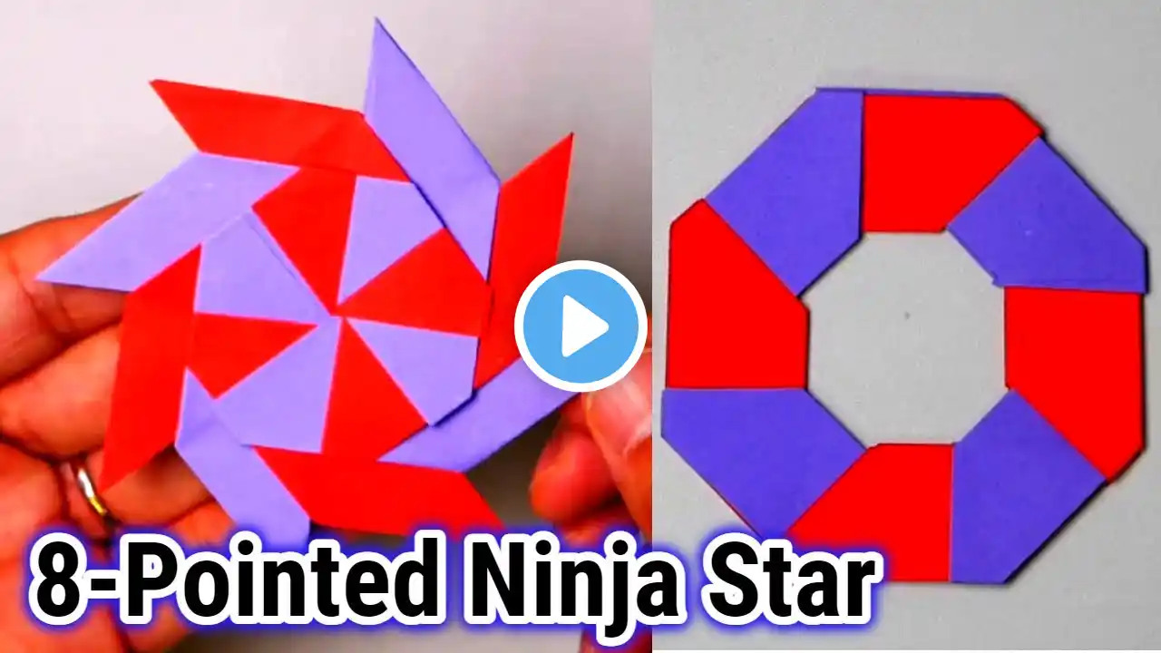 Origami Transforming Ninja Star - Transforming 8-Pointed Shuriken - Paper Transforming Ninja Star