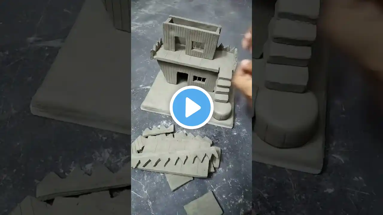 Build A Miniature Clay House | #shorts #youtubeshorts #viral #diy #clayart #mittikaghar #clayhouse