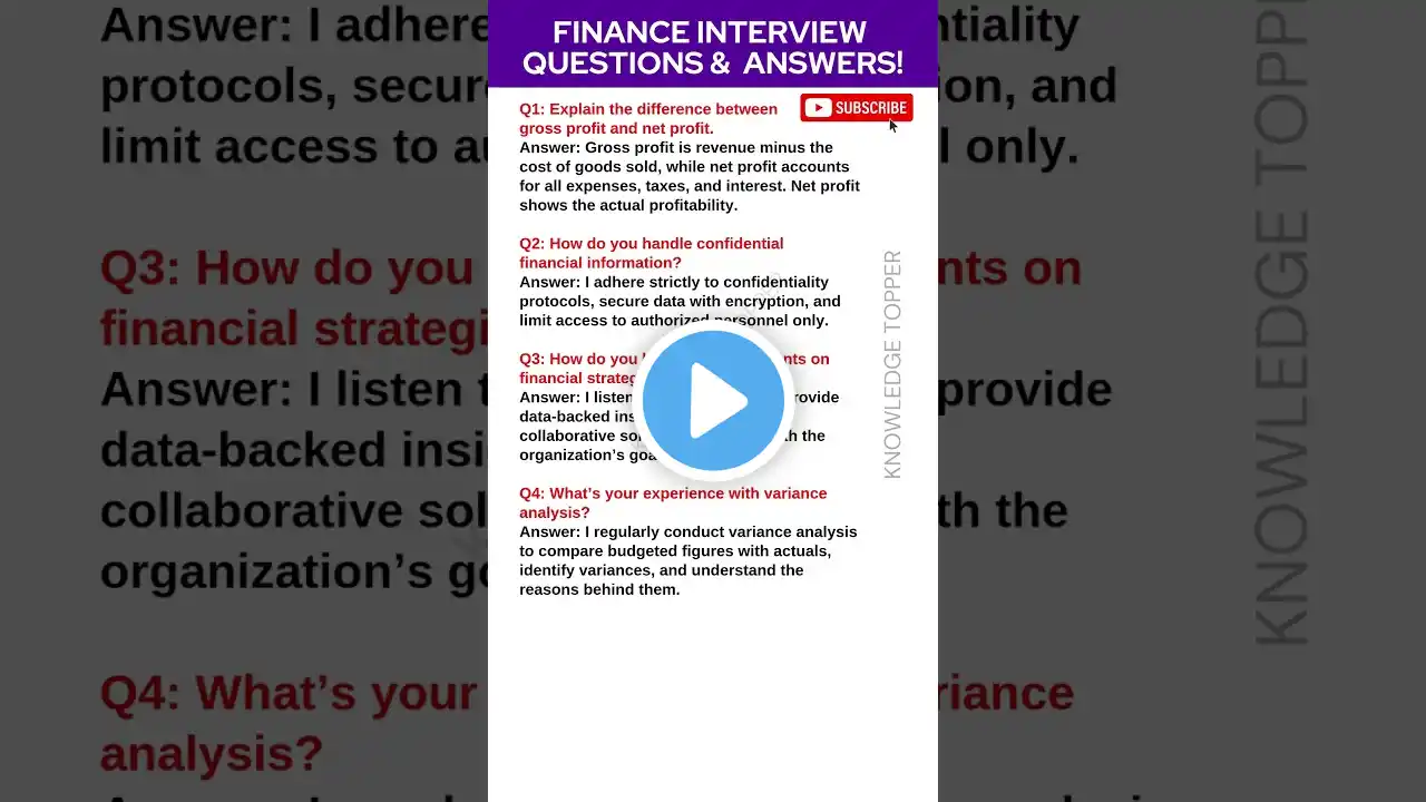 Finance Interview Questions and Answers | Finance Job Interview Questions and Answers