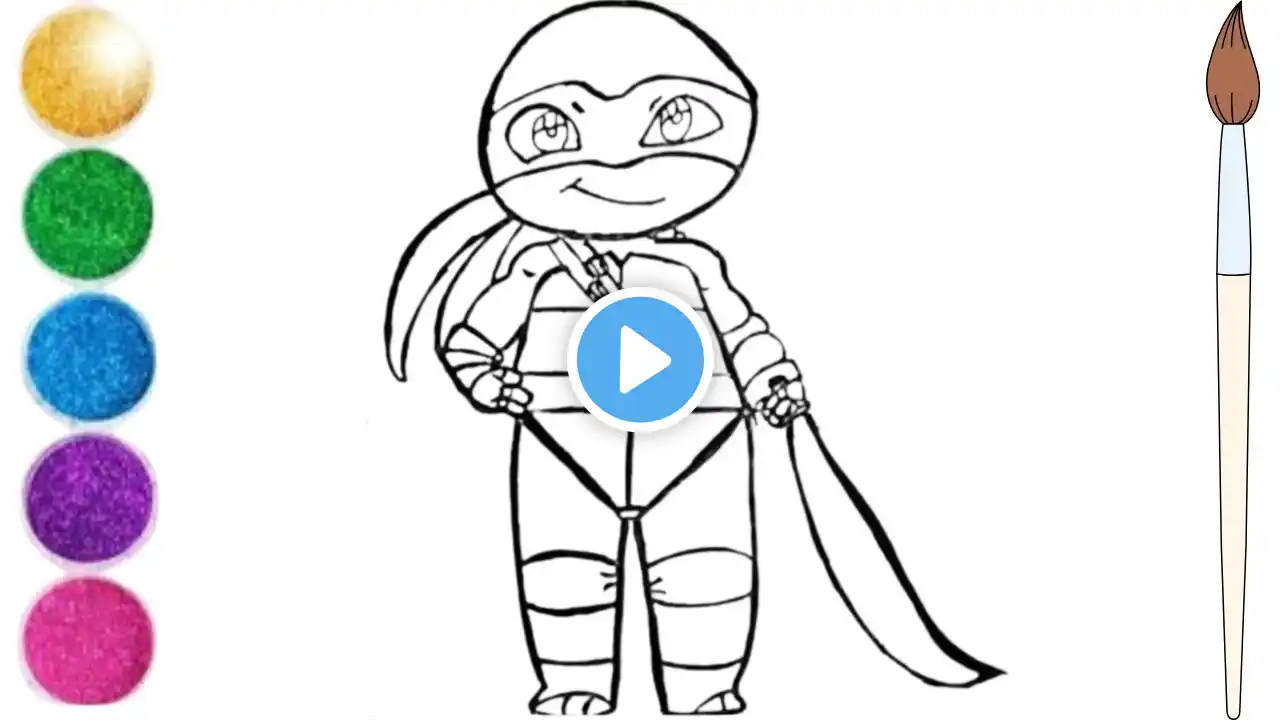 How To Draw Leonardo from Ninja Turtles 🐢🌈 Easy Drawing and coloring Ninja Turtles for kids