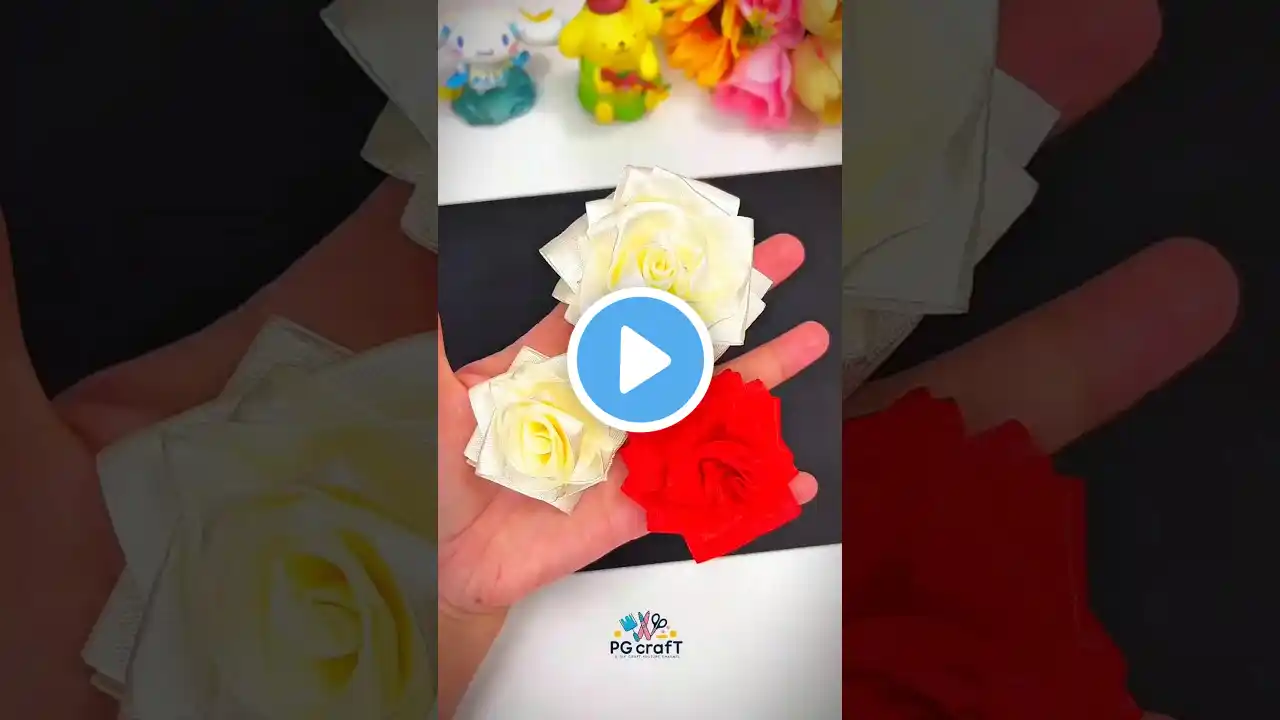 Ribbon 🎀 🌹Flower Craft #diycraft #5minutecrafts #craft #ribbon #ytshorts #shortsfeed