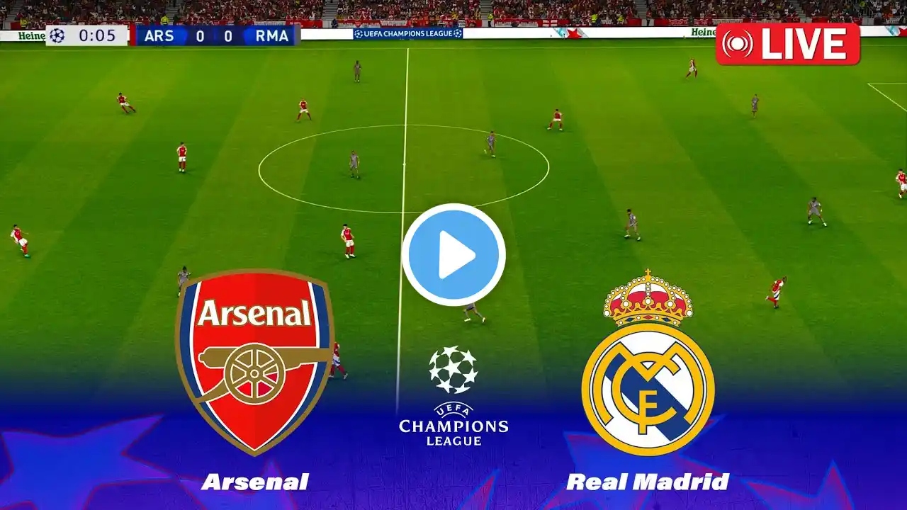 🔴LIVE : REAL MADRID vs ARSENAL - UEFA Champions League 2025 | Full Football Match -PES 25 Simulation