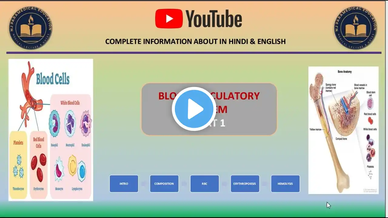 BLOOD CIRCULATORY SYSTEM PART1| ANATOMY & PHYSIOLOGY | RBC CELL|PLASMA | PLATELETS | WBC CELL