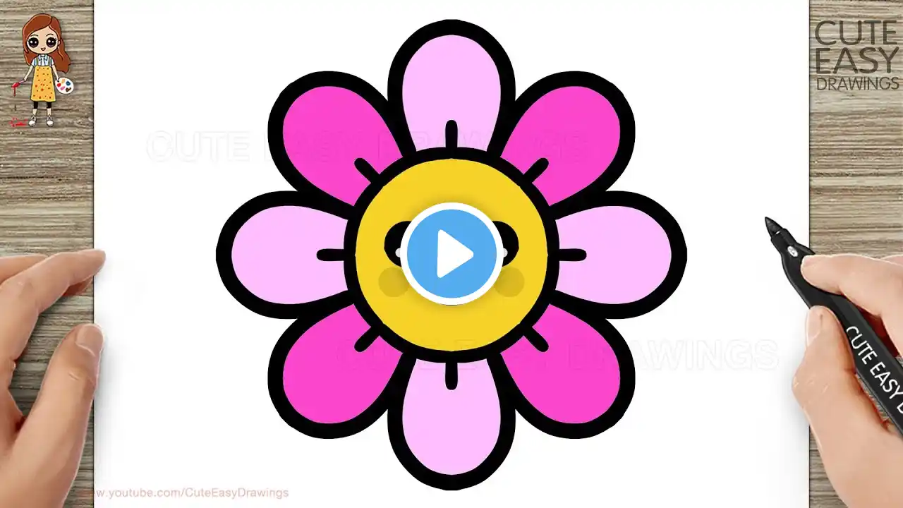 How to Draw a Cute Flower Easy for Kids and Toddlers