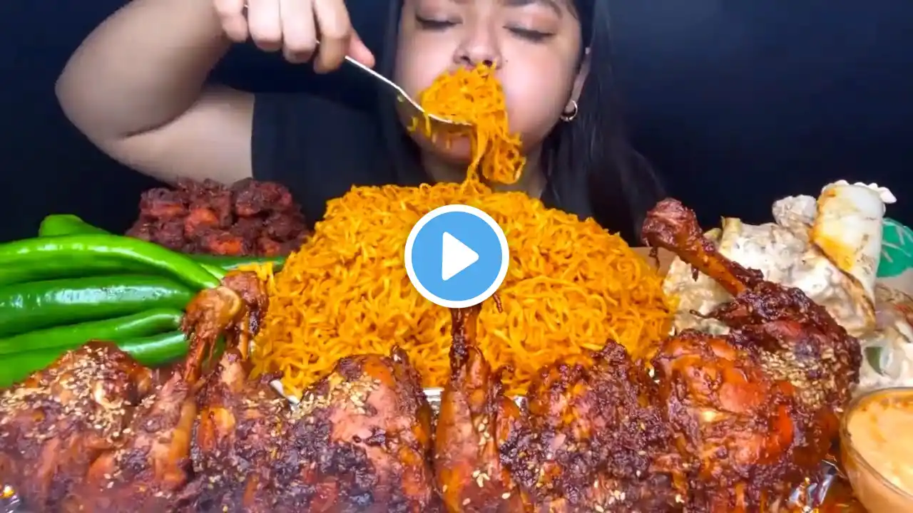 🔥 BIG PORTION ASMR EATING KOREAN NOODLES, SPICY KOREAN CHICKEN, NOODLES MASALA MAGGIE 🤤#mukbang