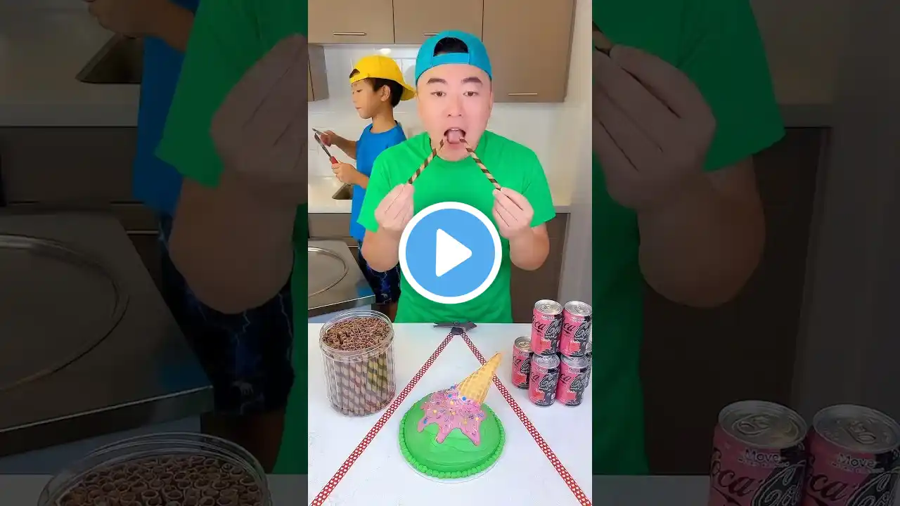 Cone cake vs soda ice cream challenge! 🍨 #funny #shorts by Ethan Funny Family