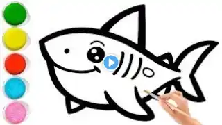 How to draw a Baby Shark | Baby Shark Drawing Painting & Coloring for Toddlers | Preschool Learning