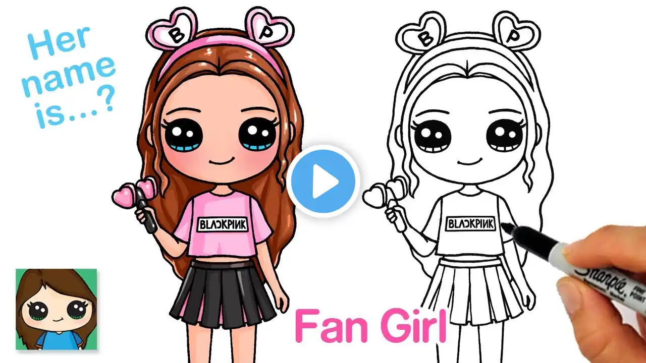 How to Draw a BlackPink Fan Cute Girl 🤩