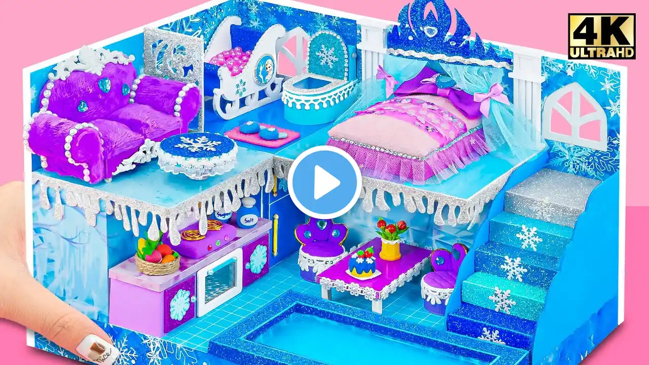 Make Miniature Frozen Magic House With Princess Bedroom for Elsa - DIY Miniature Cardboard House