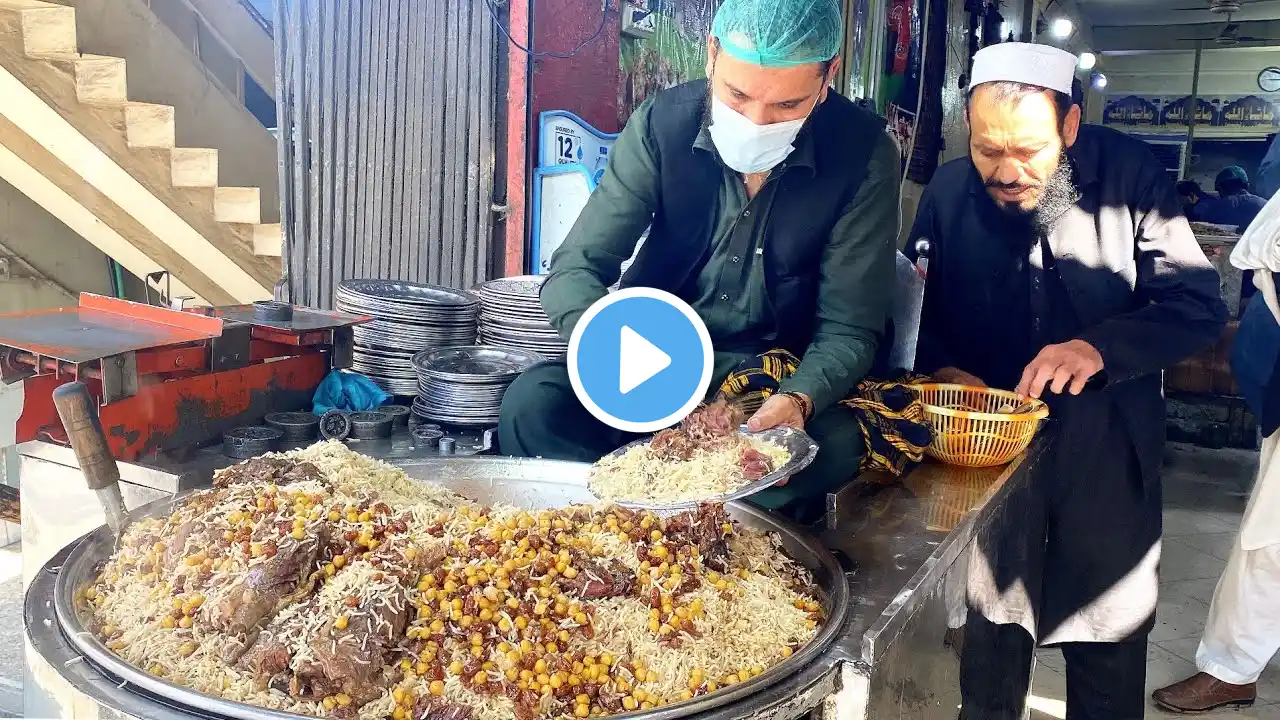 AFGHANi MEAT PULAO🇦🇫 | Giant Meat Pulau Mountain | Original Afghani Kabuli Pulao | Golden Beef Pulao