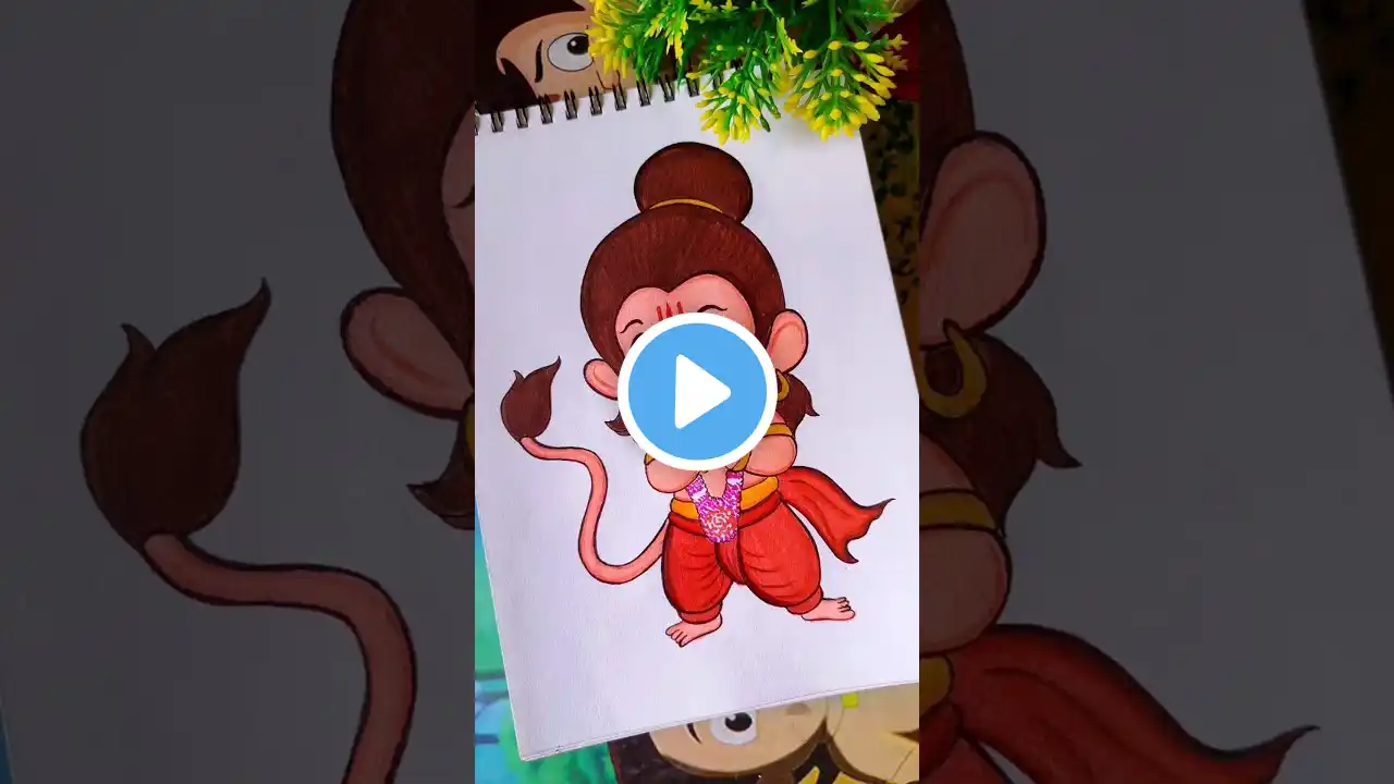 😍 little Bajrangbali drawing ll #trytolearn #youtubeshorts #shorts #bajrangbali #hanuman