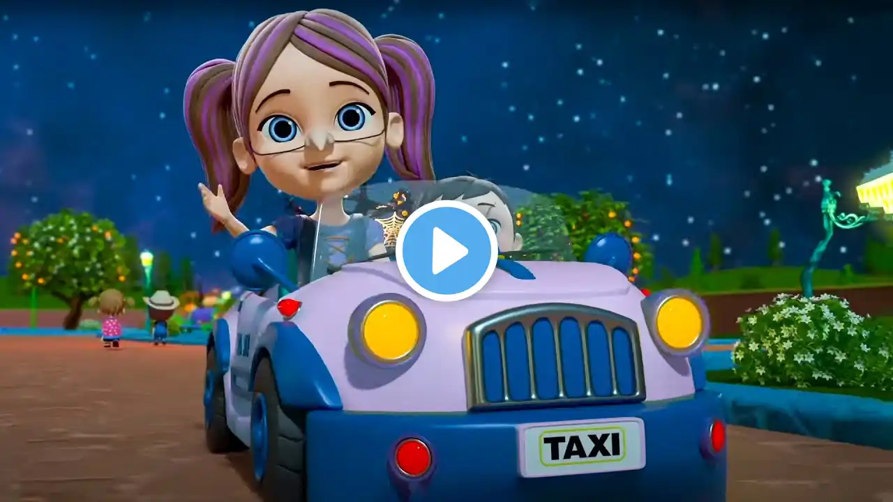 Halloween Wheels on the Taxi Song + More Spooky Cartoon Video for Kids