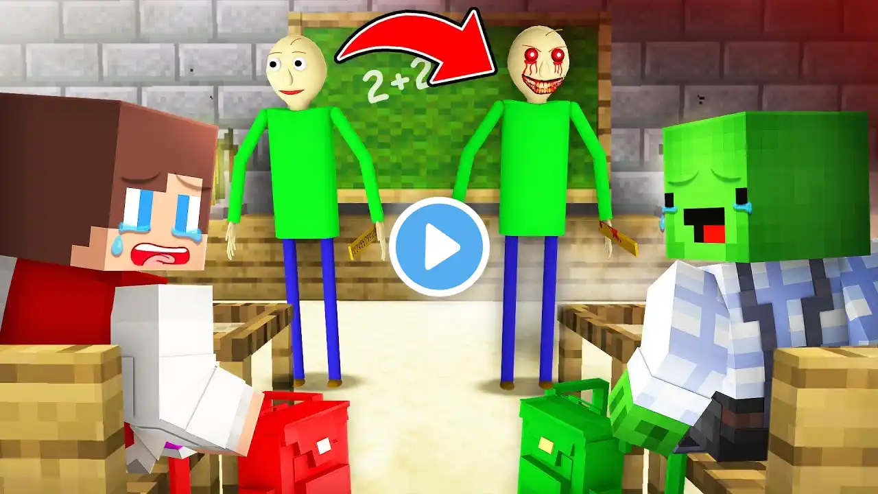 JJ and Mikey in BACK TO SCHOOL with BALDI EXE CHALLENGE in Minecraft / Maizen Minecraft