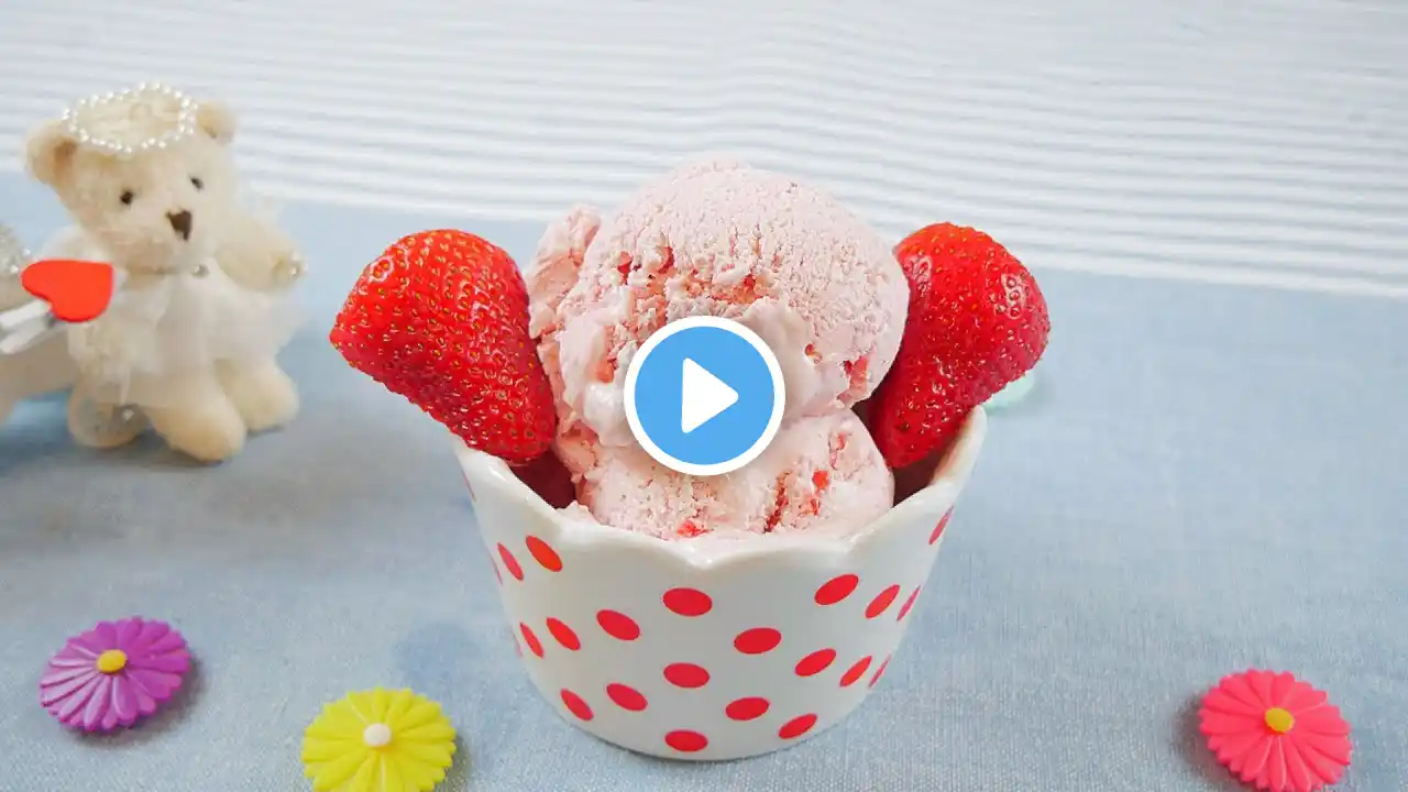 Easy Homemade Strawberry Ice Cream 3 Ingredients [No Machine]