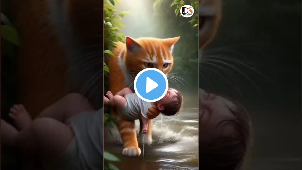 Trending Cute Little Cat Carry Little Monk Baby 🤗🥰 | #shorts #cute #shortsfeed #trending #ytshorts