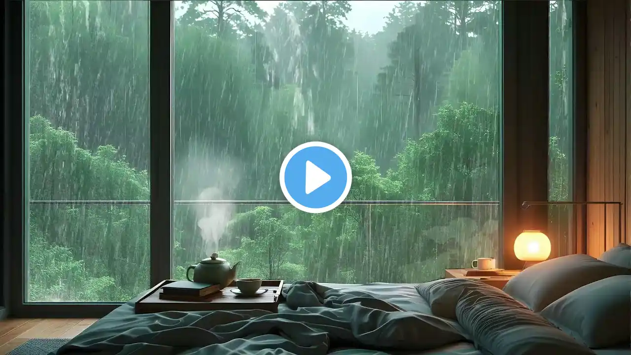 Gentle Rain and Thunderstorm for Mindful Rest and Relaxation | Calming White Noise | 10 Hours