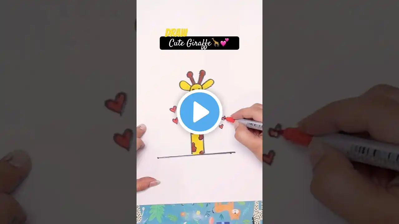 Draw Cute Giraffe🦒💕#drawing #trending #giraffe #cute #cuteanimal #animal #shortsviral #shorts