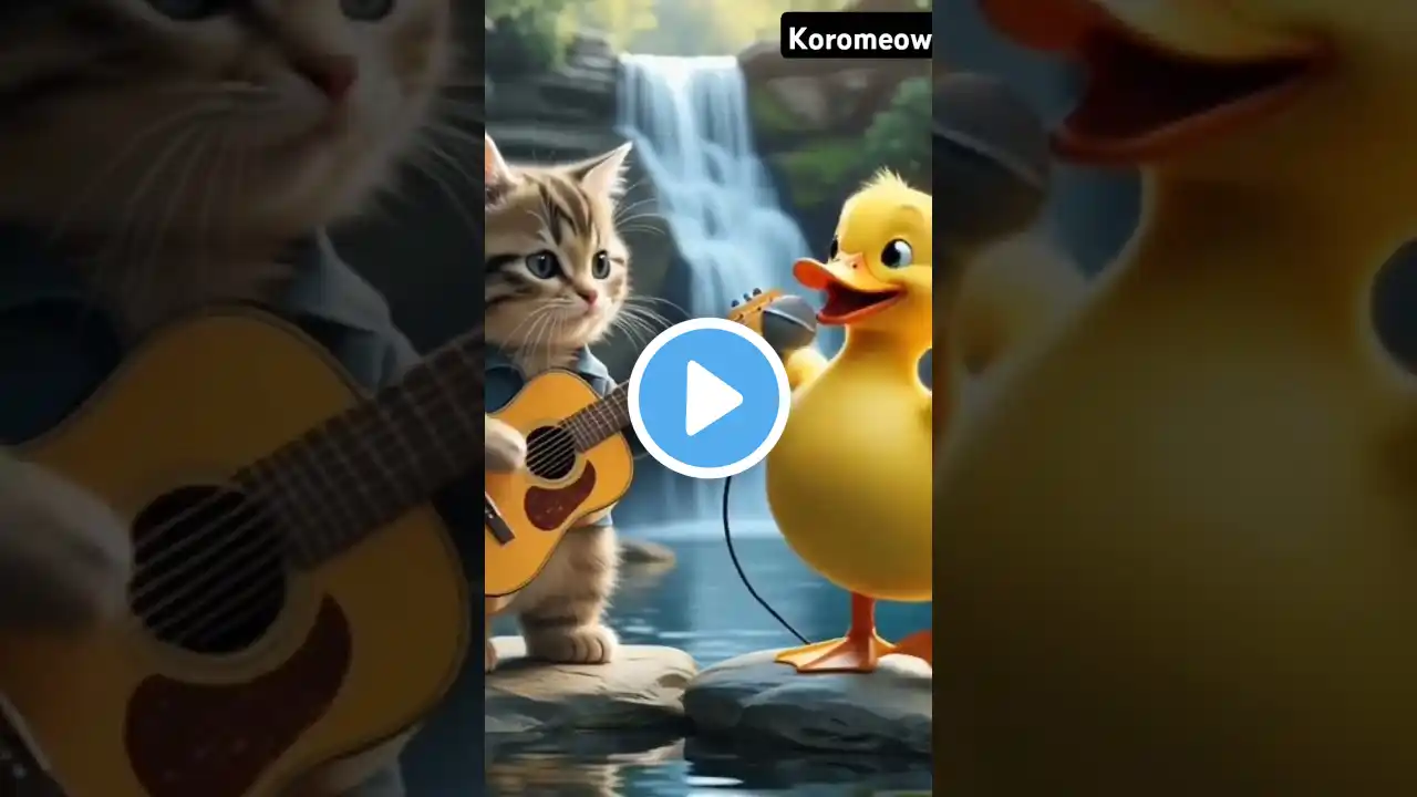 🎸🐥 Duck Singing & Cat Playing Guitar – The Cutest Band Ever! 🎶🐱#shorts