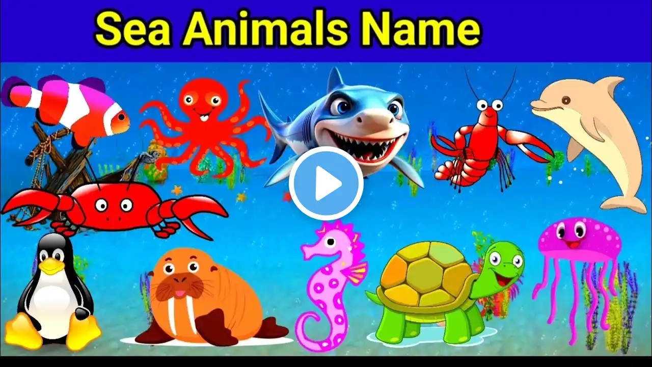 Sea Animals Name | Learn Aquatic Animals Name and Video | Ocean Animals | English Vocabulary