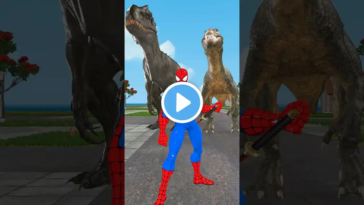 Spider-Man Sword Attacks Dinosaurs T-rex Rescues Spider-Man Best #dinosaur #spiderman #dinosaurs