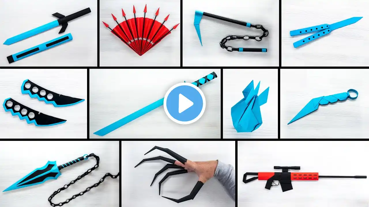 EASY ORIGAMI - How to Fold Paper into Samurai Swords, Knives & Stars