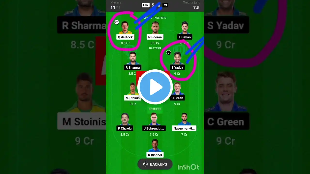 LKN vs MI Dream 11 prediction#shorts #mi#srh#pk#gt#ipl#csk #dream11#ipl2023,#trending#viratkohli