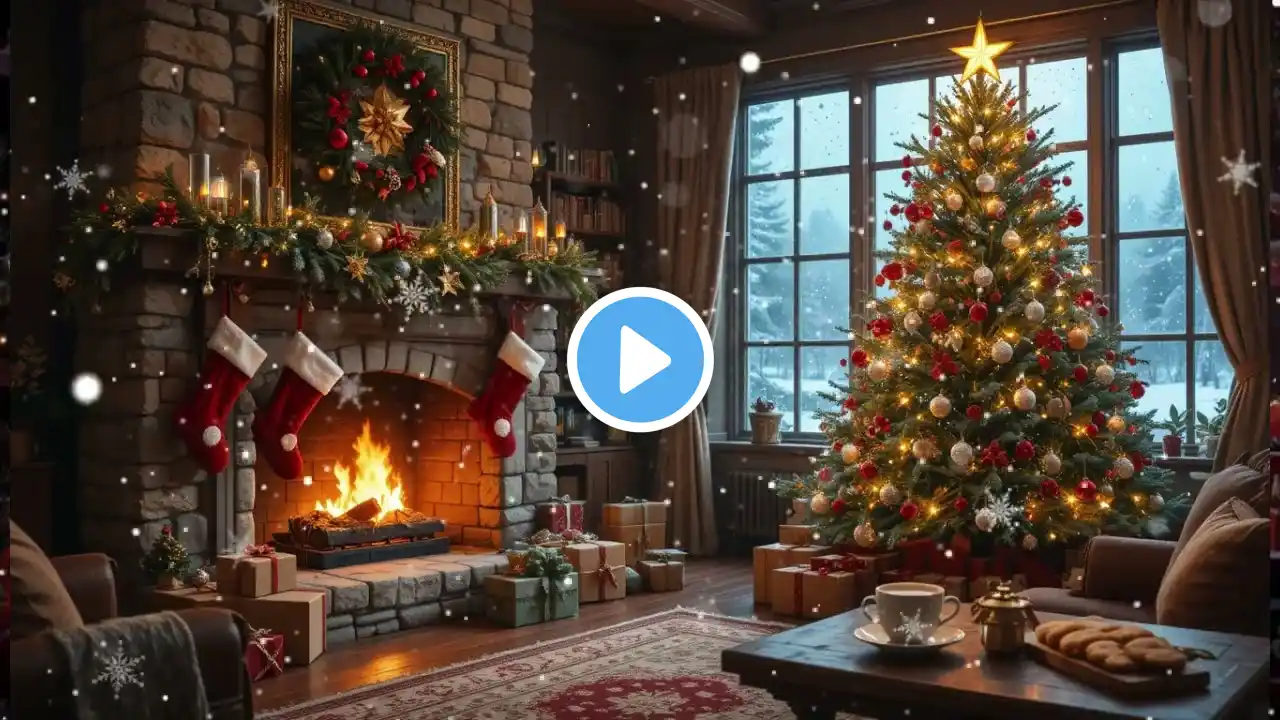 Cozy Christmas Ambience 🎄 Soft Piano Music & Crackling Fireplace Sounds