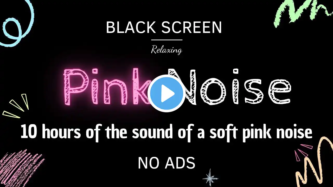 No Ads | Soft Pink Noise For Enhanced Focus, Stress Relief and Sleep Aid | Black Screen 10 hours