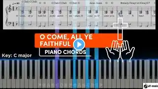 O Come, All Ye Faithful Piano Chords - Key C | Beginners Christmas Songs | Intermediate Tutorial