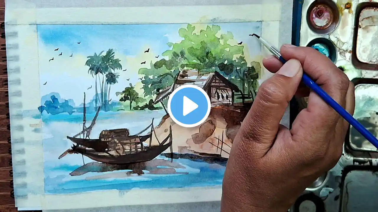 Watercolor landscape painting |Watercolor tutorial | Paint BEGINNERS Loose WATERCOLOR |  LANDSCAPE