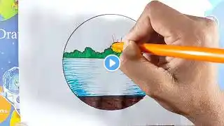 Colour drawing scenery drawing simple scenery drawing pencil