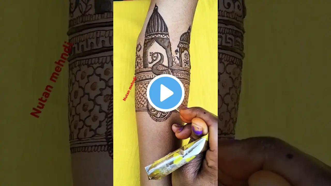 How to draw advance peacock feather mehndi designs #peacockmehndidesign #shorts #nutanmehndi