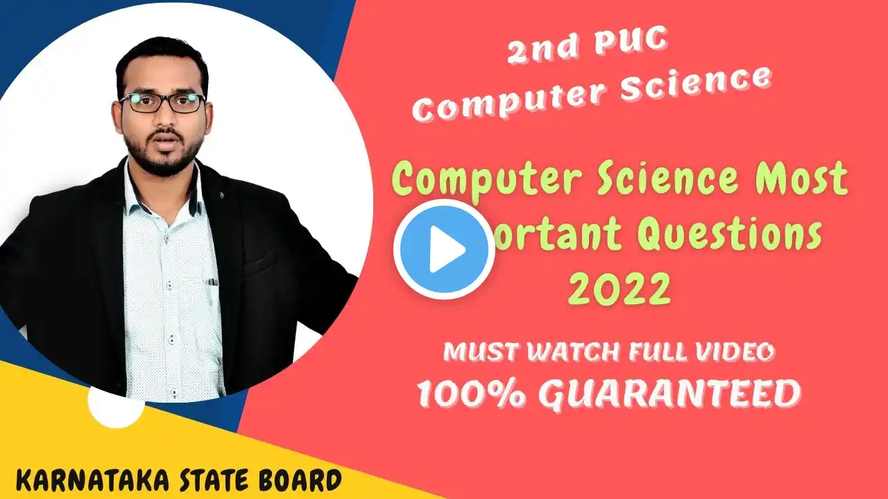 2nd PUC Computer Science Important Questions 2022 Karnataka | 100% Sure | Part 1 | Shah Sir Classes