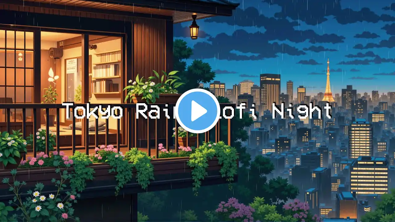 Tokyo Rainy Lofi Night 🌧️ Chill Night Rainy to Deep Focus to Study, Work, Relax ~ Chill City Night