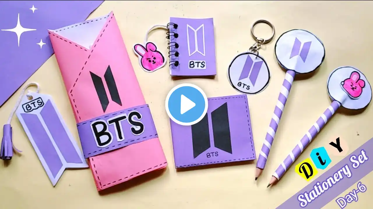 (Day-6)How to make BTS Stationery set at home /DIY handmade stationery set /BTS Stationery