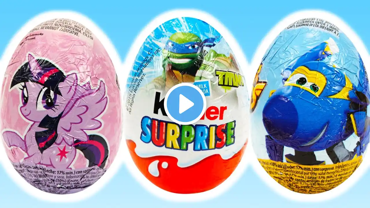 Kinder Surprise Eggs My Little Pony Pinkie Pie Super Wings TMNT 2 Donatello MLP | ToysMiredo