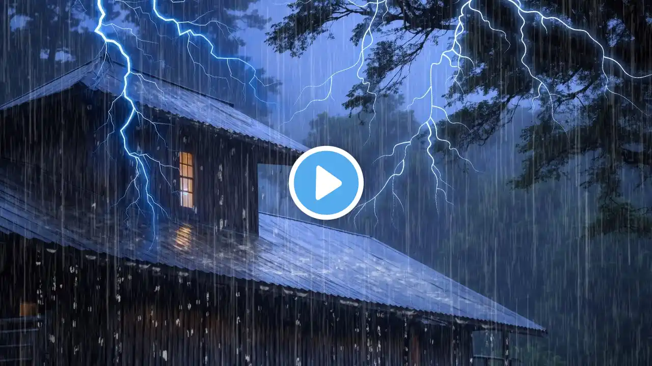 🔴 Relaxing Rain Sounds on Tin Roof for Deep Sleep⚡Rain Sounds for Sleeping, Heavy Rain and Thunder