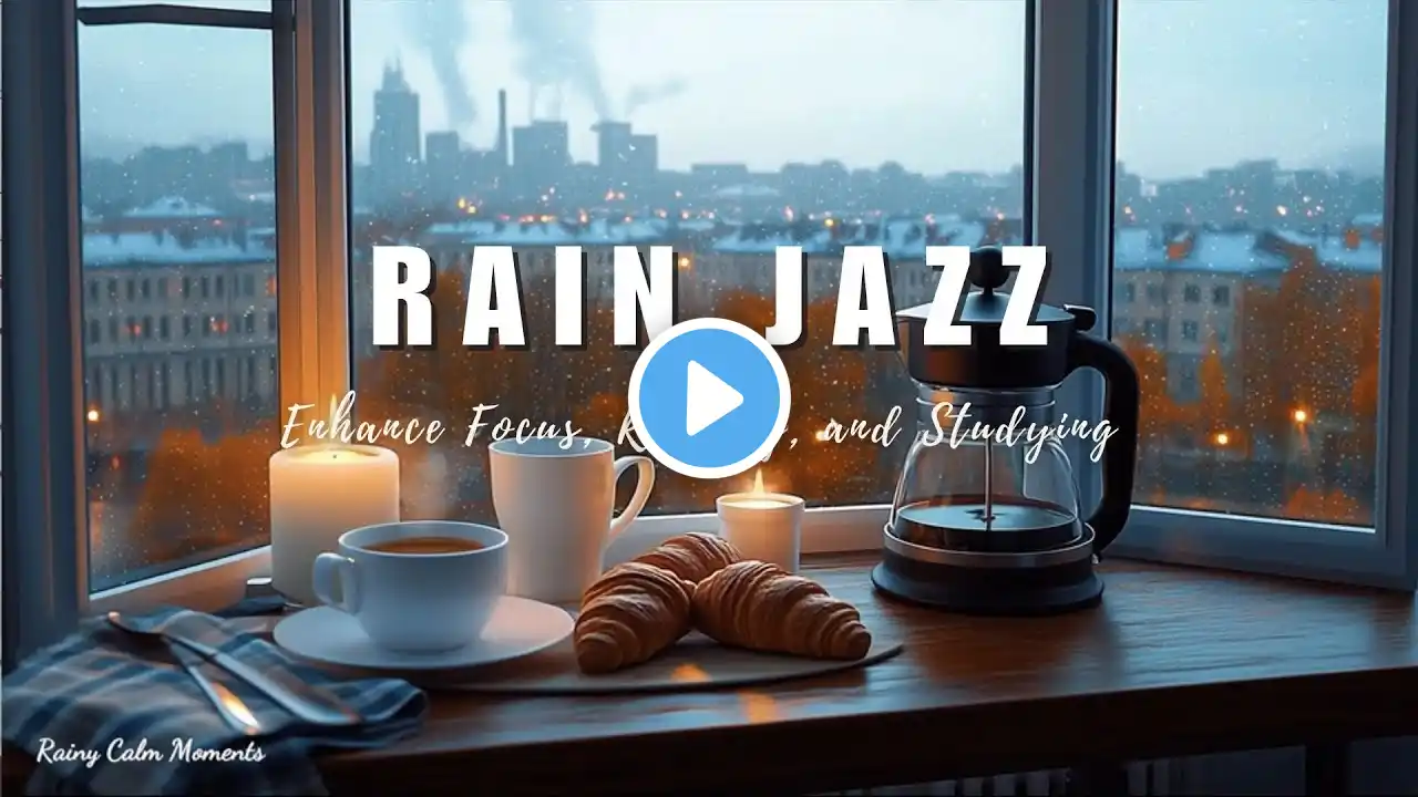 Autumn Rainy Day in a Coffee Shop 🍁 Smooth Jazz Music & Rain Sounds for Relax, Study, and Work