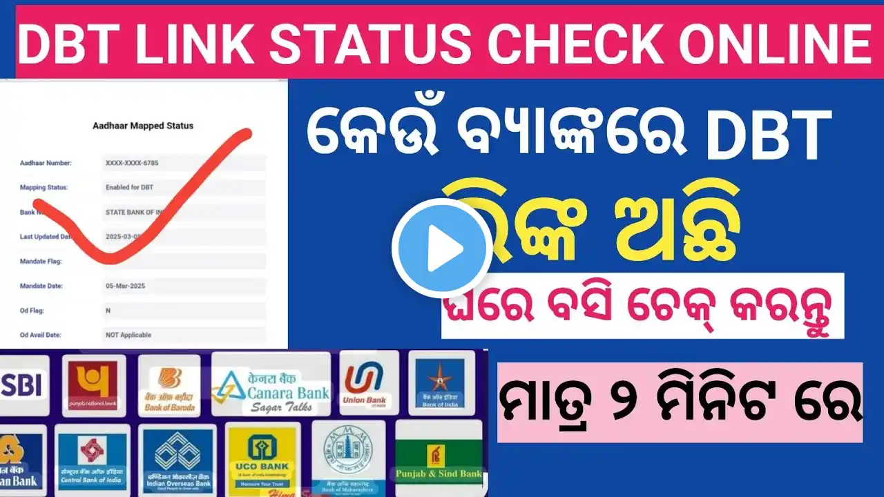 DBT Linking Status Online // Bank Dbt Link Status Check Online // Bank Aadhar Status