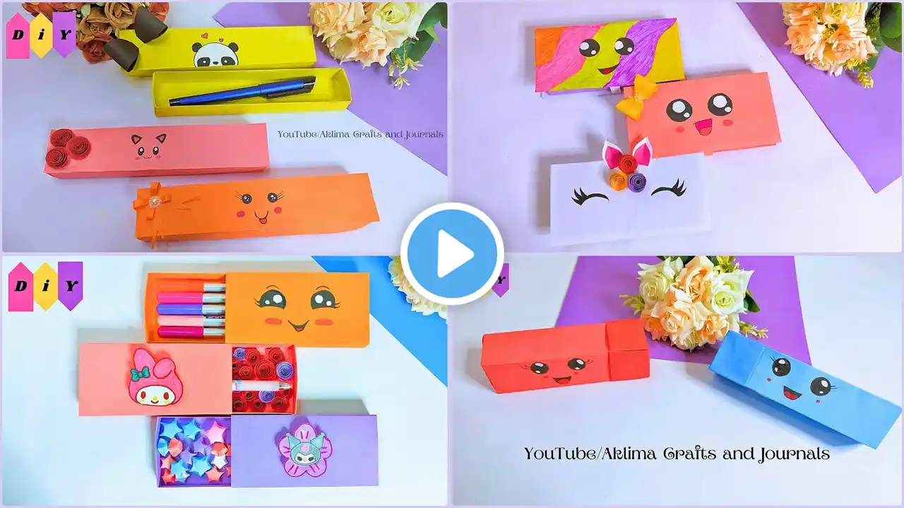 4 Best Paper Craft Ideas | How To Make Cute Paper Pencil Box | Origami Pencil Box Easy