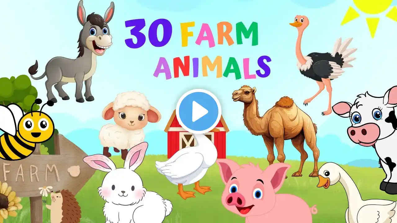 Animals for Kids | Farm Animal Names and Sounds | Toddlers Educational Video